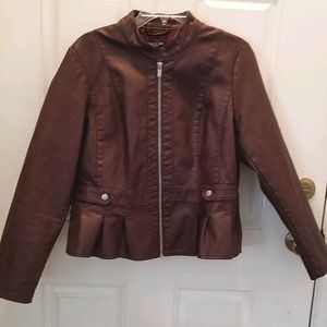Peplum faux leather jacket